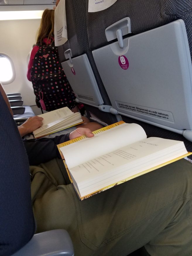 Iceland airplane reading